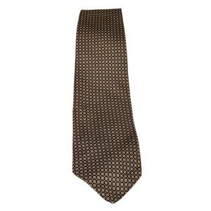 Brooks Brothers Silk Black Gold Tan Ditsy Floral Medallion Square Printed Tie